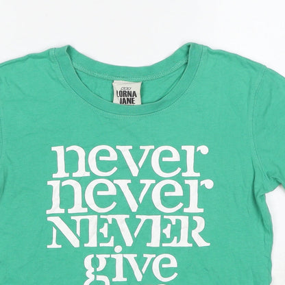 Lorna Jane Womens Green Cotton Basic T-Shirt Size XS Crew Neck - Slogan