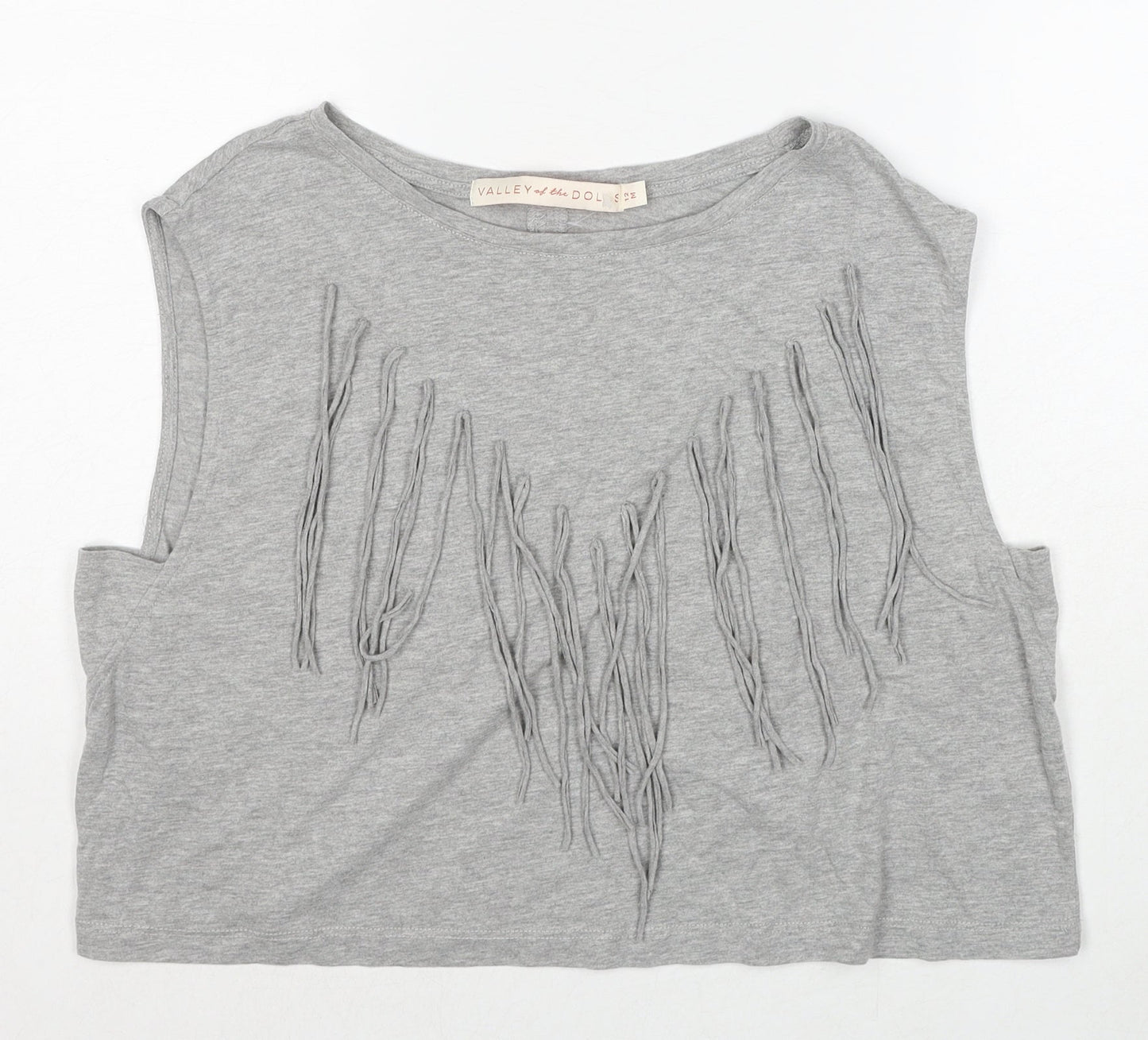 Valley Of The Dools Womens Grey Cotton Basic T-Shirt Size 12 Boat Neck