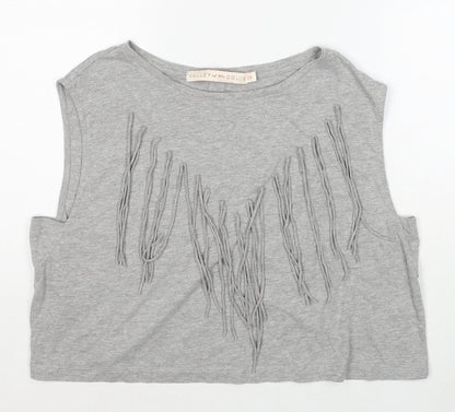 Valley Of The Dools Womens Grey Cotton Basic T-Shirt Size 12 Boat Neck