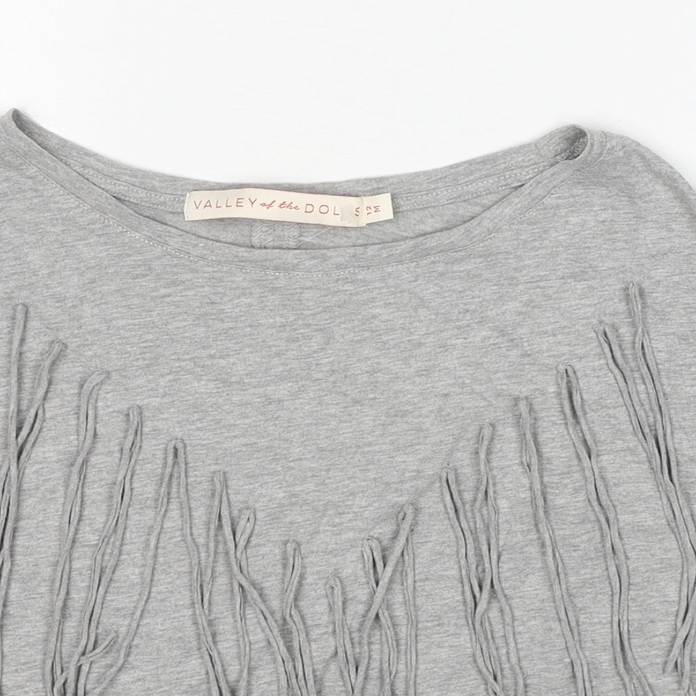 Valley Of The Dools Womens Grey Cotton Basic T-Shirt Size 12 Boat Neck