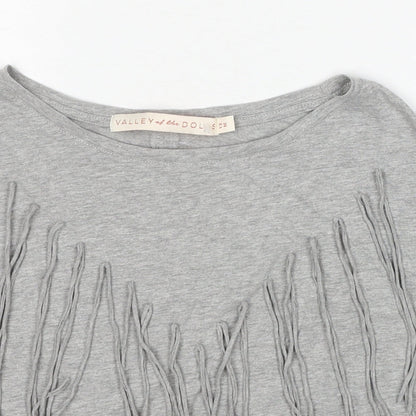 Valley Of The Dools Womens Grey Cotton Basic T-Shirt Size 12 Boat Neck