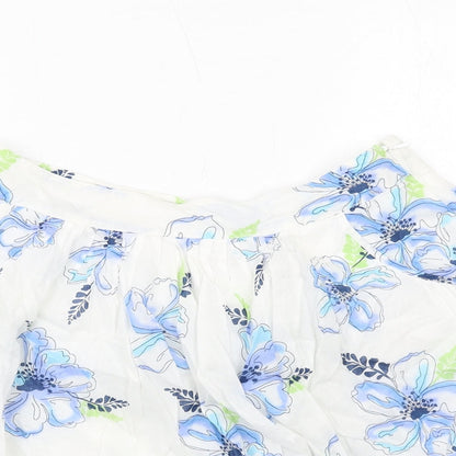 Crew Clothing Womens White Floral Cotton Skater Skirt Size 8 Zip