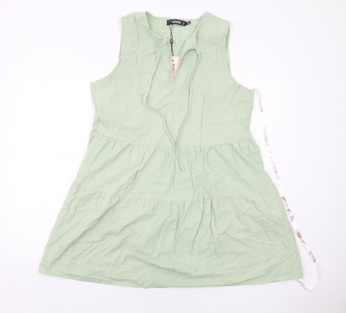 Missguided Womens Green Cotton Trapeze & Swing Size 12 V-Neck Pullover