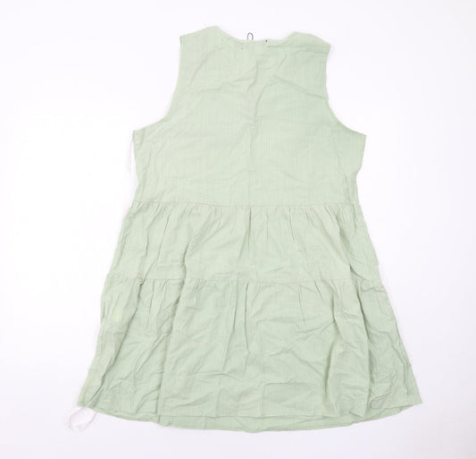 Missguided Womens Green Cotton Trapeze & Swing Size 12 V-Neck Pullover