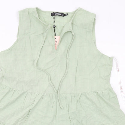 Missguided Womens Green Cotton Trapeze & Swing Size 12 V-Neck Pullover