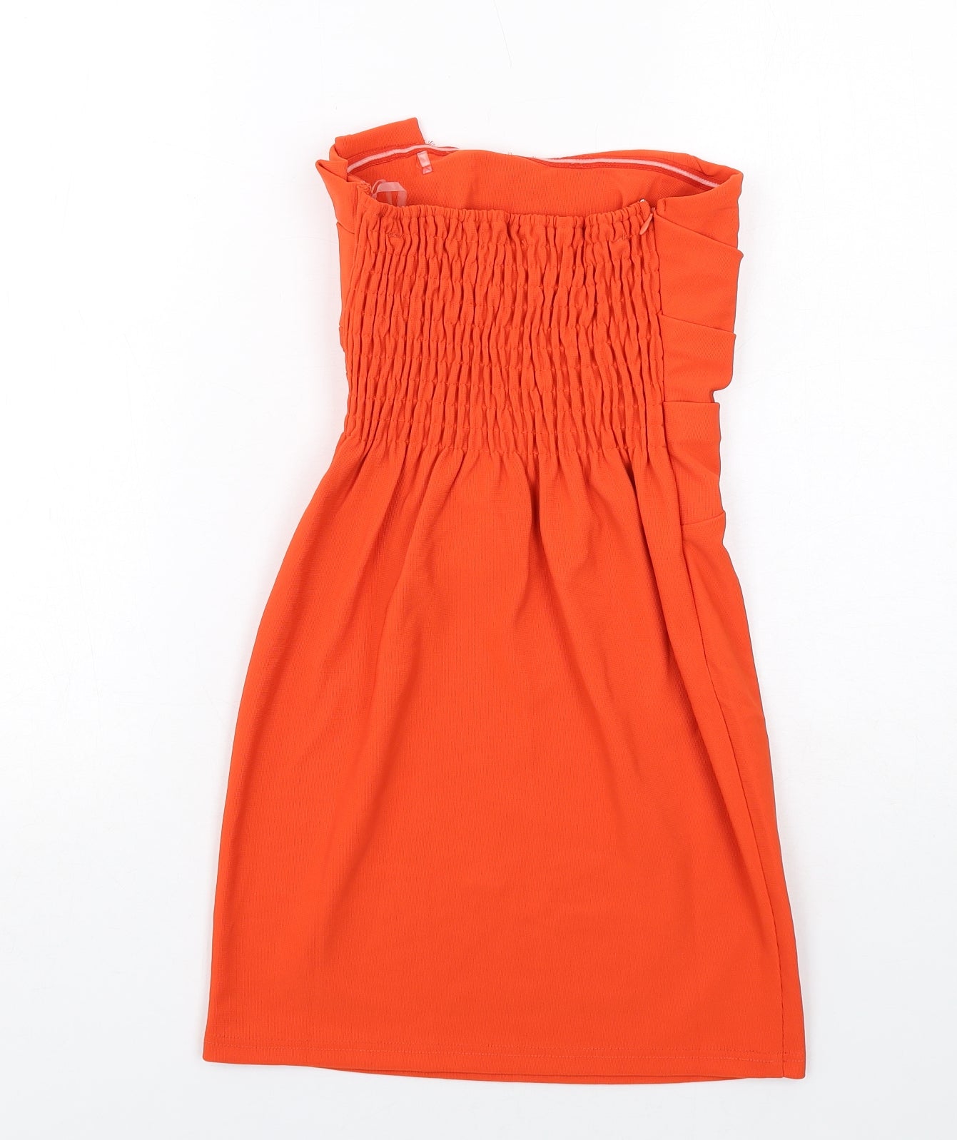 Little Lulu Womens Orange Polyester Mini Size S Off the Shoulder Zip
