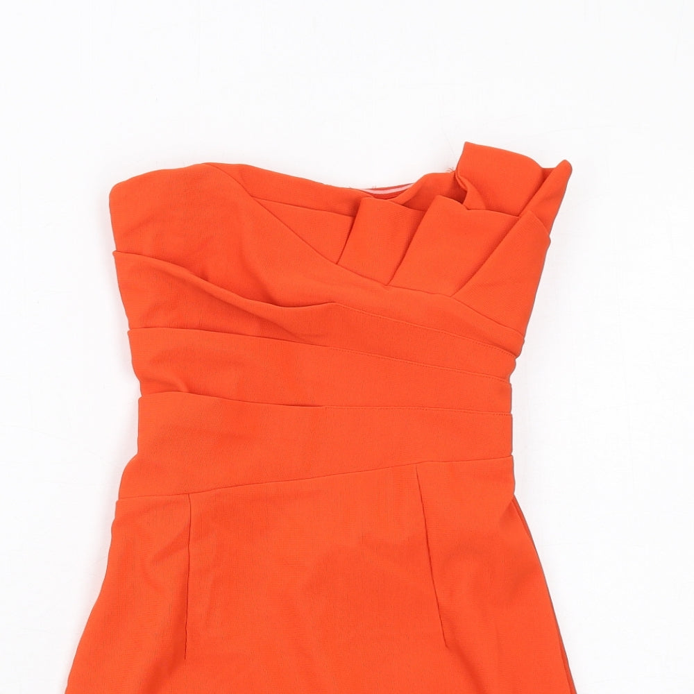Little Lulu Womens Orange Polyester Mini Size S Off the Shoulder Zip