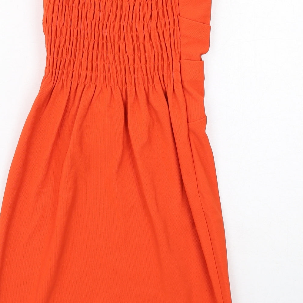 Little Lulu Womens Orange Polyester Mini Size S Off the Shoulder Zip