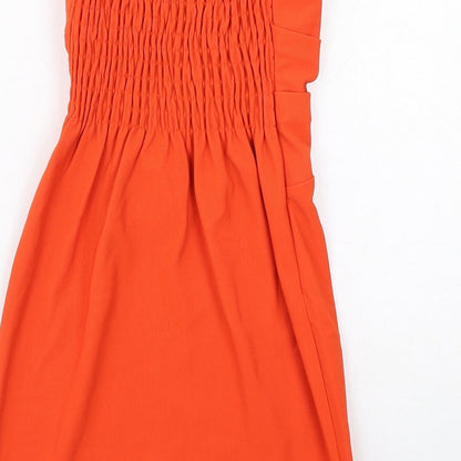 Little Lulu Womens Orange Polyester Mini Size S Off the Shoulder Zip