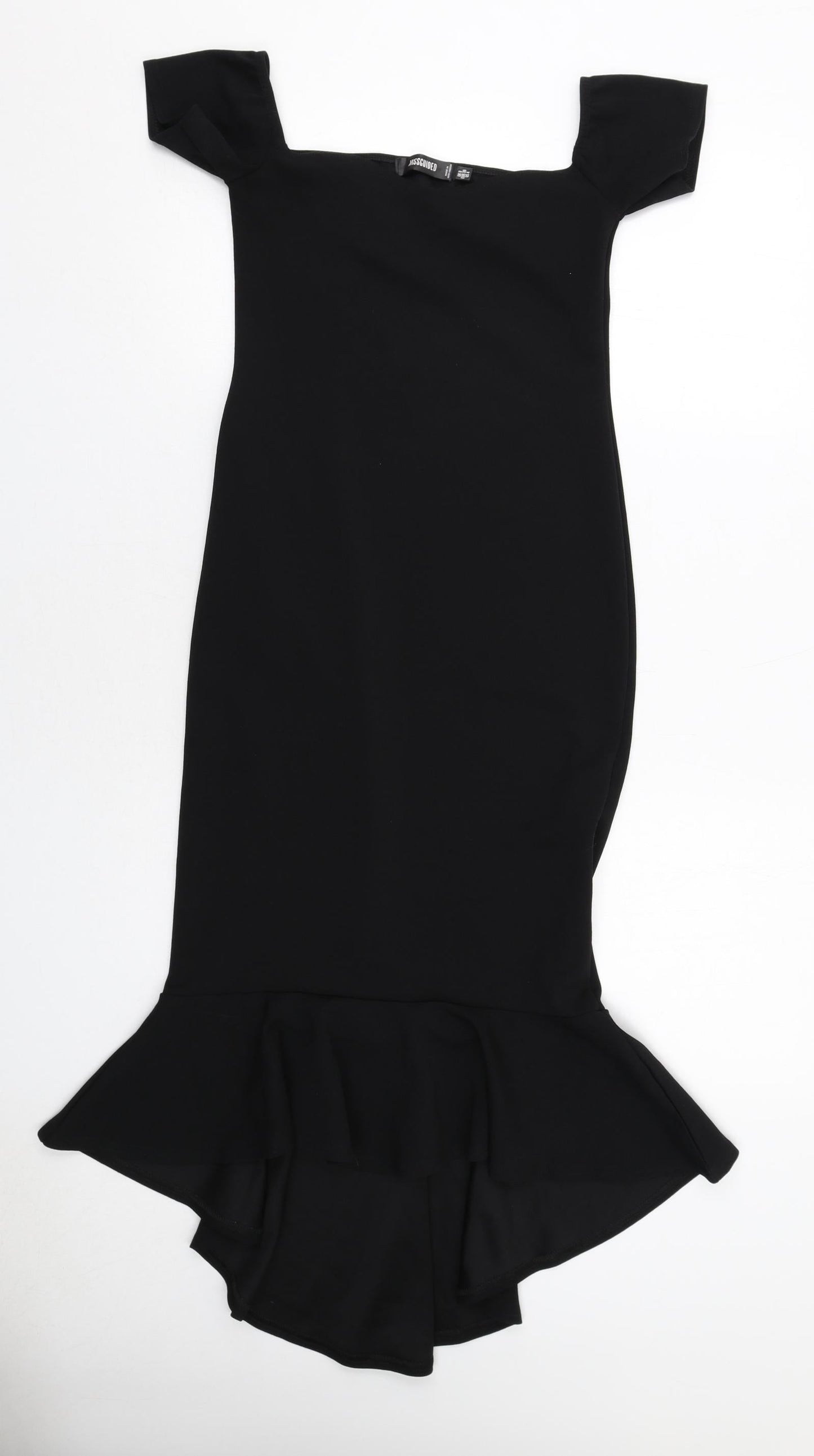 Missguided Womens Black Polyester Fit & Flare Size 8 Square Neck Pullover