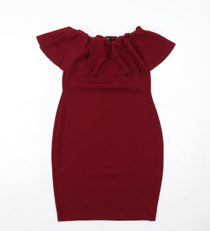 IX London Womens Red Polyester Bodycon Size 10 Round Neck Pullover