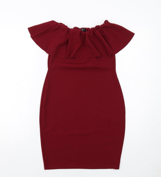 IX London Womens Red Polyester Bodycon Size 10 Round Neck Pullover