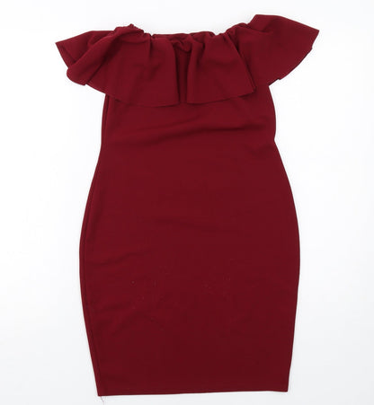 IX London Womens Red Polyester Bodycon Size 10 Round Neck Pullover