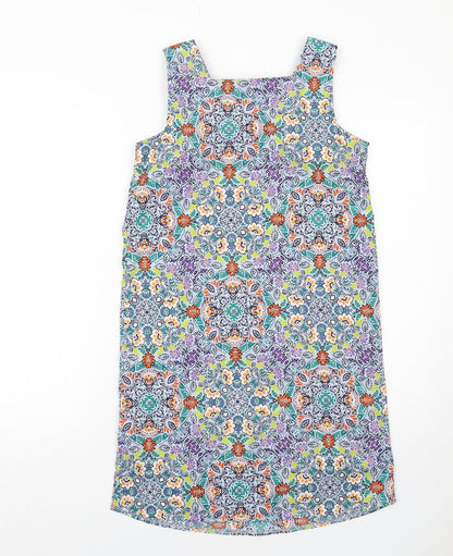 New Look Womens Multicoloured Geometric Polyester A-Line Size 8 Square Neck Pullover
