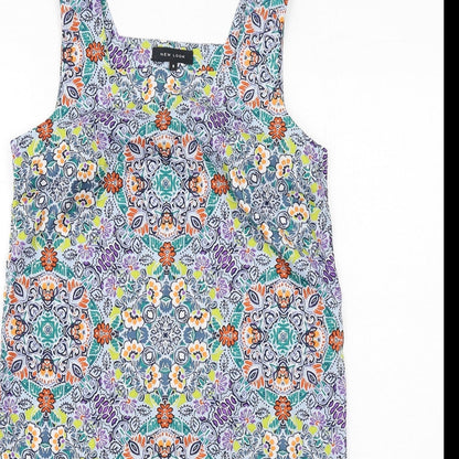 New Look Womens Multicoloured Geometric Polyester A-Line Size 8 Square Neck Pullover