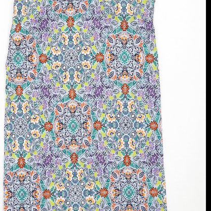 New Look Womens Multicoloured Geometric Polyester A-Line Size 8 Square Neck Pullover