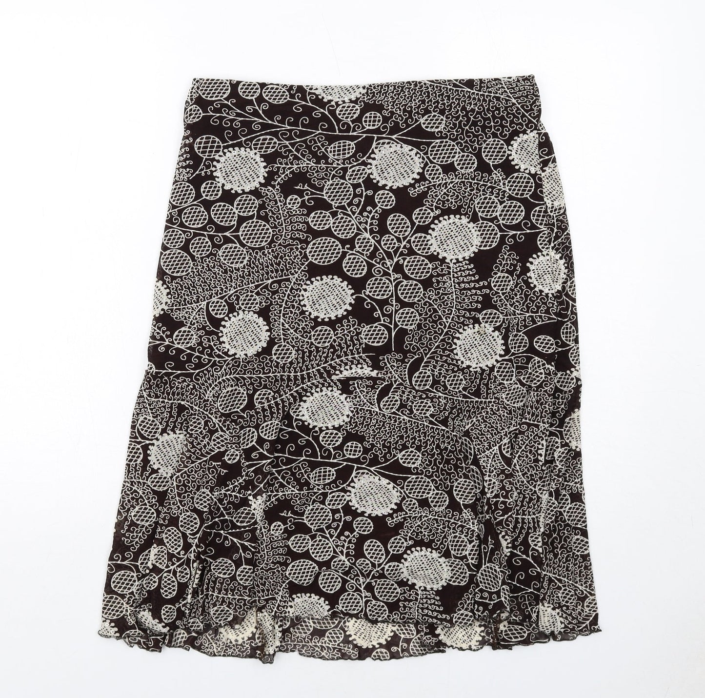 Shannon Womens Brown Geometric Polyester Swing Skirt Size L