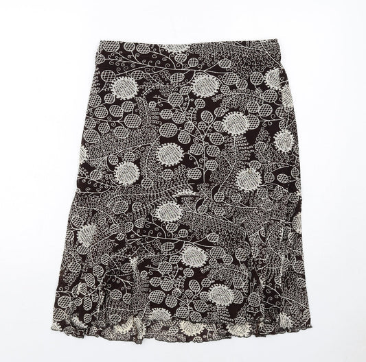 Shannon Womens Brown Geometric Polyester Swing Skirt Size L