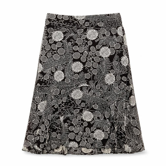 Shannon Womens Brown Geometric Polyester Swing Skirt Size L