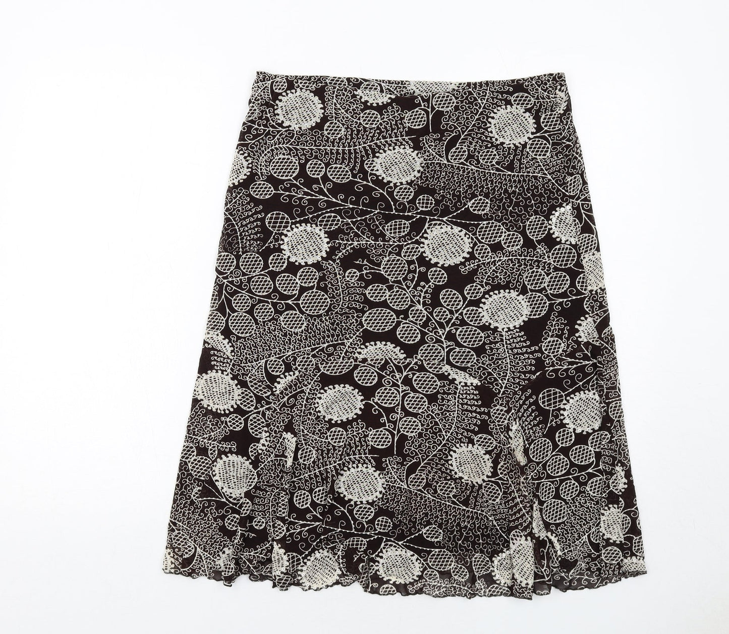 Shannon Womens Brown Geometric Polyester Swing Skirt Size L