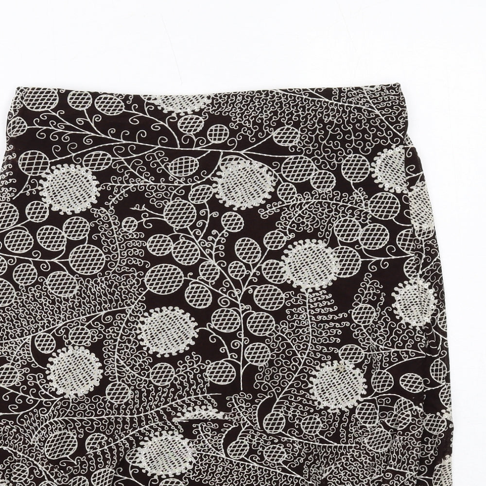Shannon Womens Brown Geometric Polyester Swing Skirt Size L