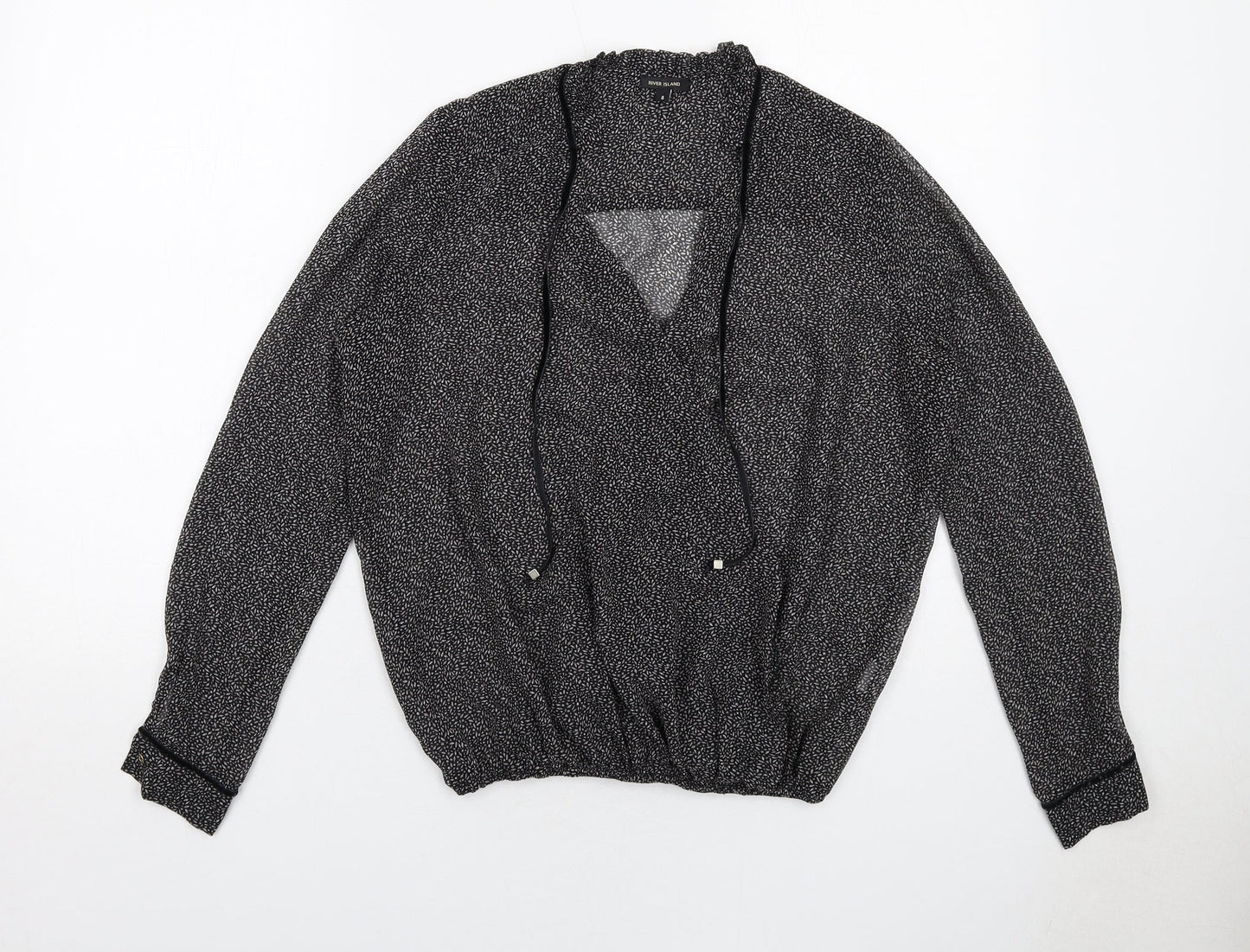 Womens UK Size 8 River Island Black Basic Blouse