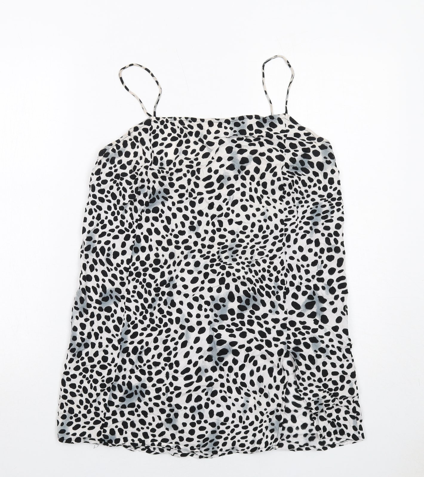 Motel Womens White Animal Print Viscose Slip Dress Size M Cowl Neck Pullover - Cheetah Pattern
