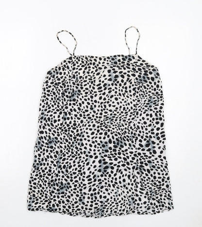 Motel Womens White Animal Print Viscose Slip Dress Size M Cowl Neck Pullover - Cheetah Pattern