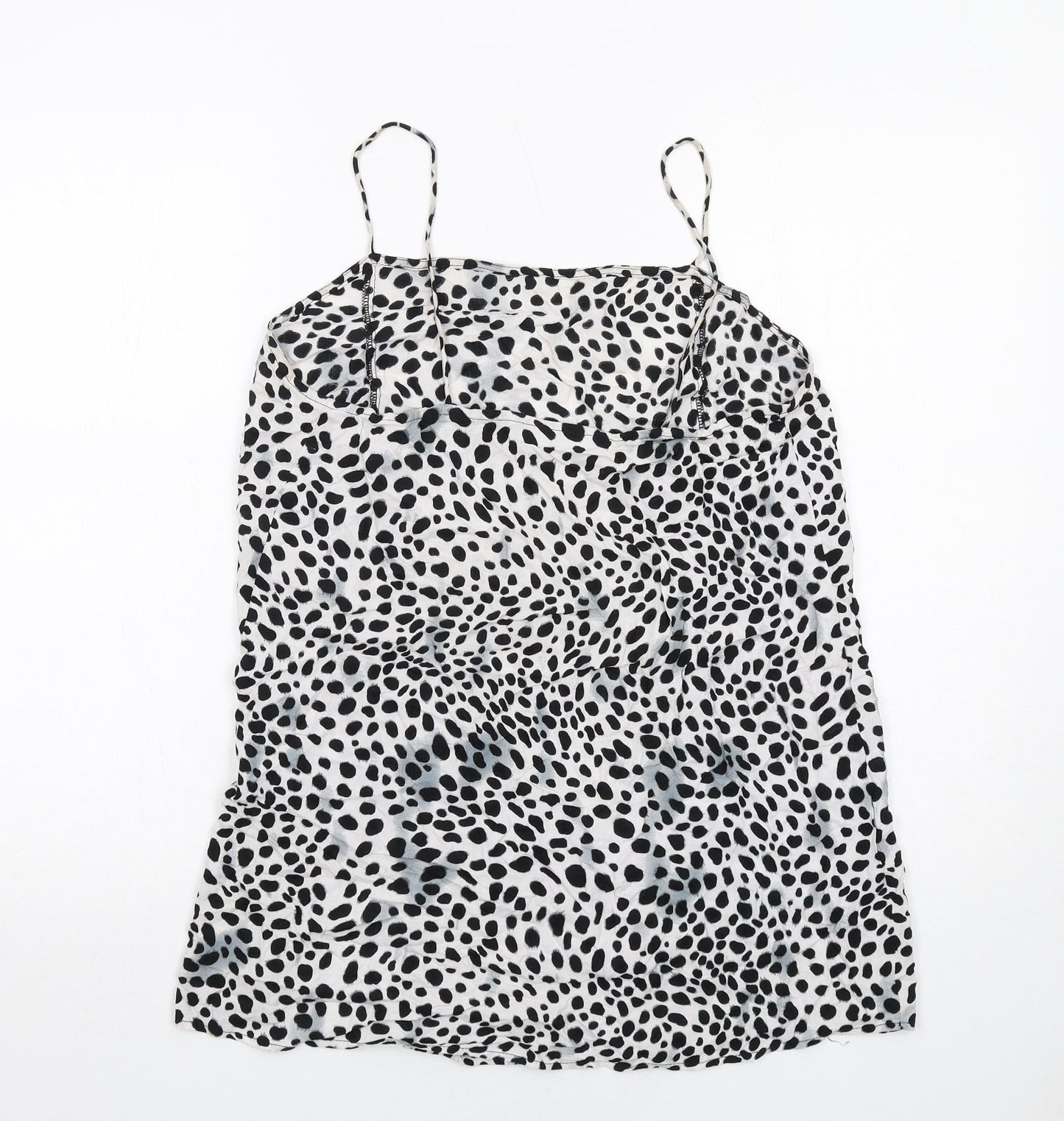 Motel Womens White Animal Print Viscose Slip Dress Size M Cowl Neck Pullover - Cheetah Pattern