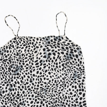 Motel Womens White Animal Print Viscose Slip Dress Size M Cowl Neck Pullover - Cheetah Pattern