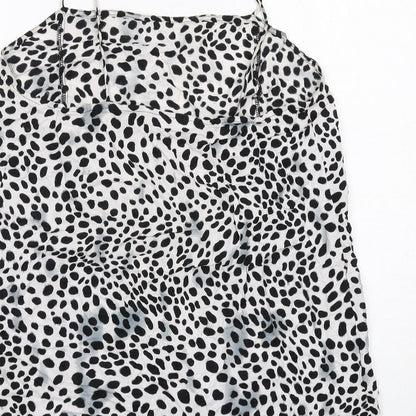 Motel Womens White Animal Print Viscose Slip Dress Size M Cowl Neck Pullover - Cheetah Pattern