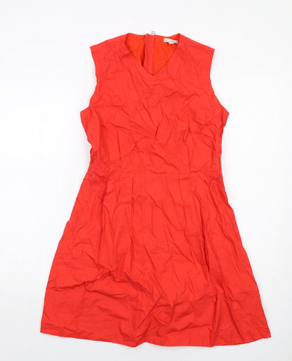 Gap Womens Red Cotton Shift Size 4 V-Neck Zip