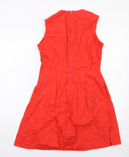 Gap Womens Red Cotton Shift Size 4 V-Neck Zip