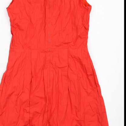 Gap Womens Red Cotton Shift Size 4 V-Neck Zip