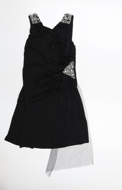 Fly Southeast Womens Black Viscose Trapeze & Swing Size L V-Neck Pullover