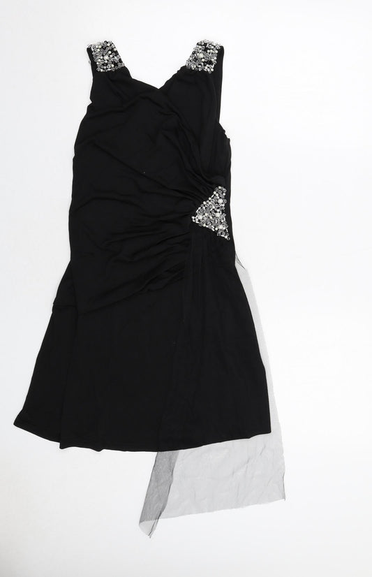 Fly Southeast Womens Black Viscose Trapeze & Swing Size L V-Neck Pullover
