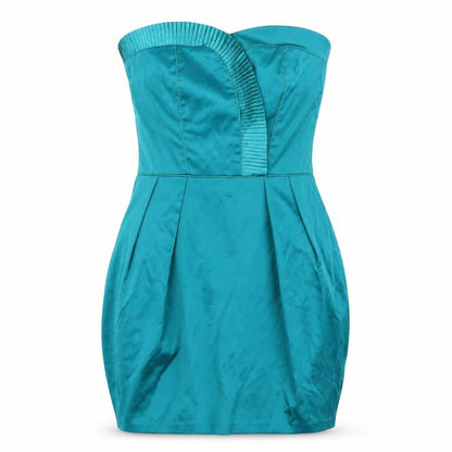 Miss Selfridge Womens Blue Polyester Mini Size 8 Sweetheart Zip