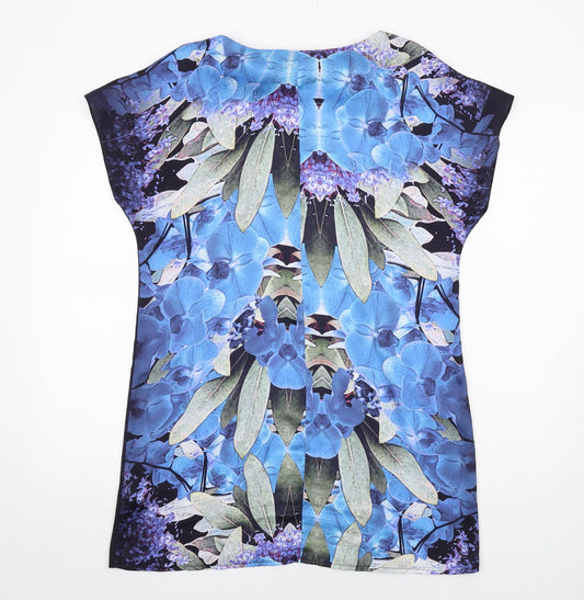 Dorothy Perkins Womens Multicoloured Geometric Polyester T-Shirt Dress Size 12 Round Neck Pullover