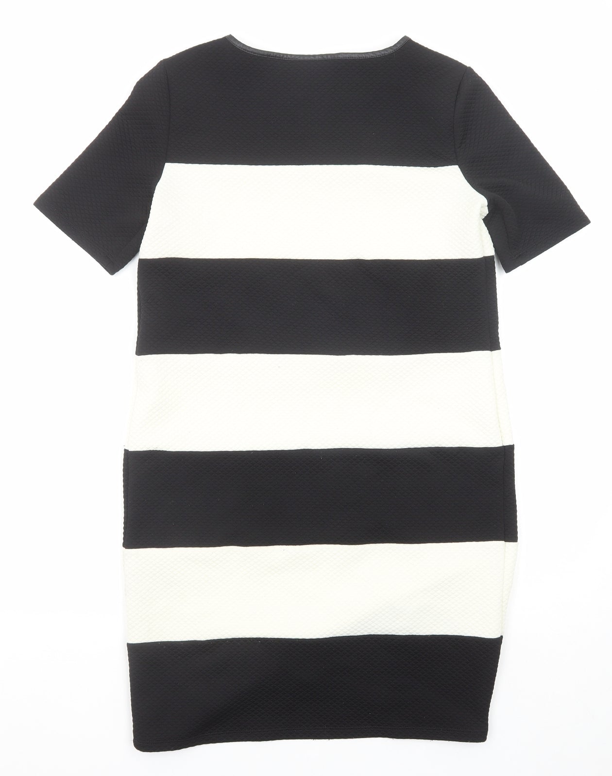 Marks and Spencer Womens Black Striped Polyester Shift Size 8 Round Neck Pullover