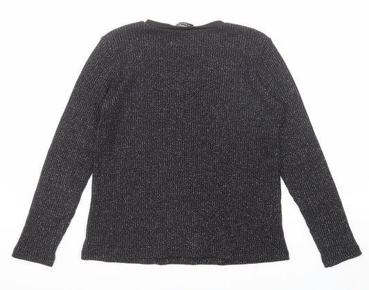 LC Waikiki Womens Black Round Neck Acrylic Pullover Jumper Size M