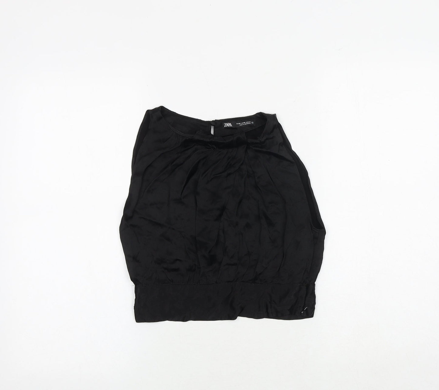 Womens UK Size XS Zara Black Cropped Blouse