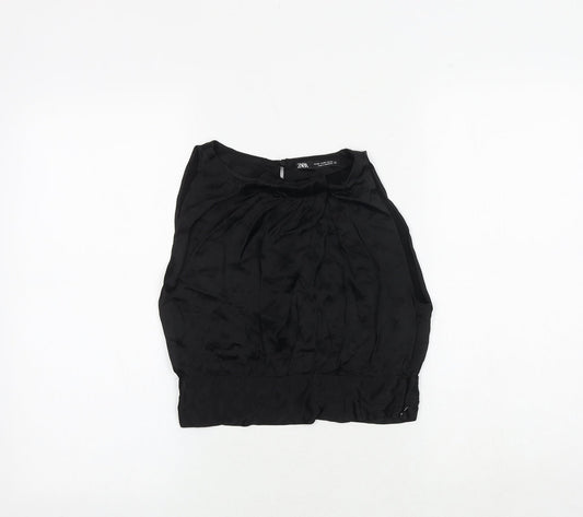 Womens UK Size XS Zara Black Cropped Blouse
