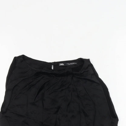 Womens UK Size XS Zara Black Cropped Blouse