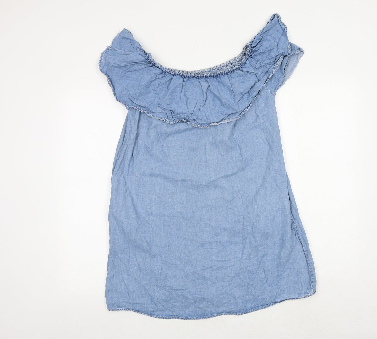 Zara Womens Blue Lyocell Mini Size XS Off the Shoulder Pullover