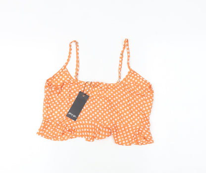 Nasty Gal Womens Orange Polka Dot Viscose Camisole Tank Size M V-Neck - Tie Front