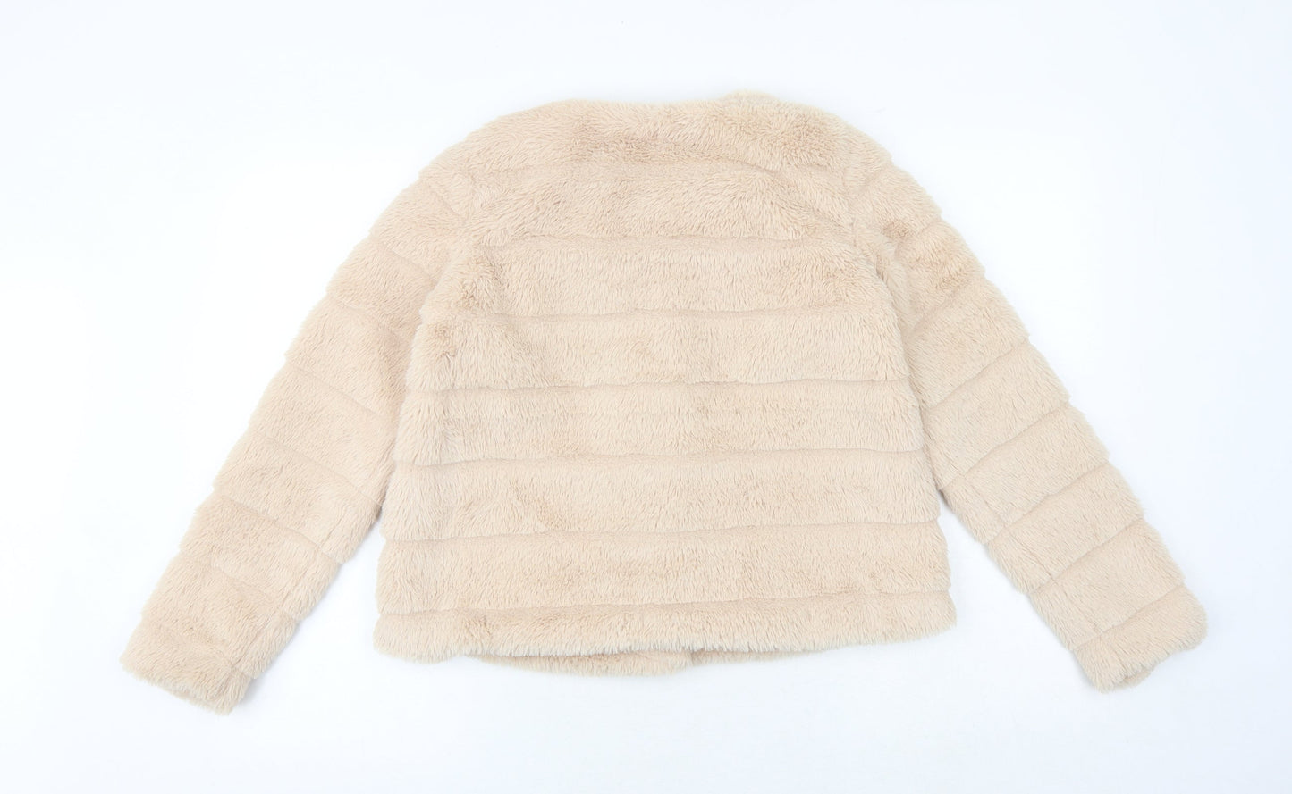 Little Miss Girls Beige Jacket Size XS Snap - Faux Fur