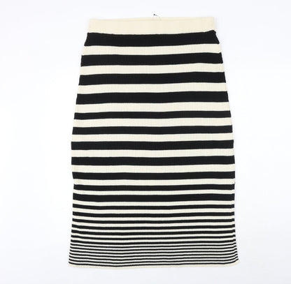 Marks and Spencer Womens Black Striped Acrylic Bandage Skirt Size L
