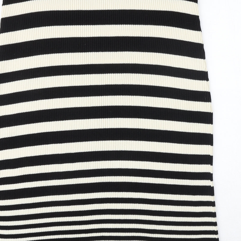 Marks and Spencer Womens Black Striped Acrylic Bandage Skirt Size L