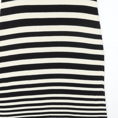 Marks and Spencer Womens Black Striped Acrylic Bandage Skirt Size L