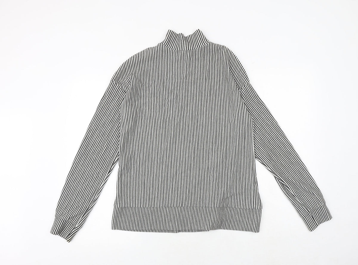 Zara Womens Black Striped Polyester Pullover Sweatshirt Size M Pullover